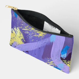 Lively Purple, Yellow, and Blue Abstract Art  Accessory Pouch