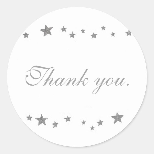Lively Silver Stars Border Thank you Stickers (Front)