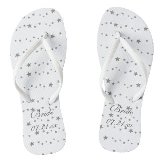 Lively Silver Stars Personalized Bride Flipflops