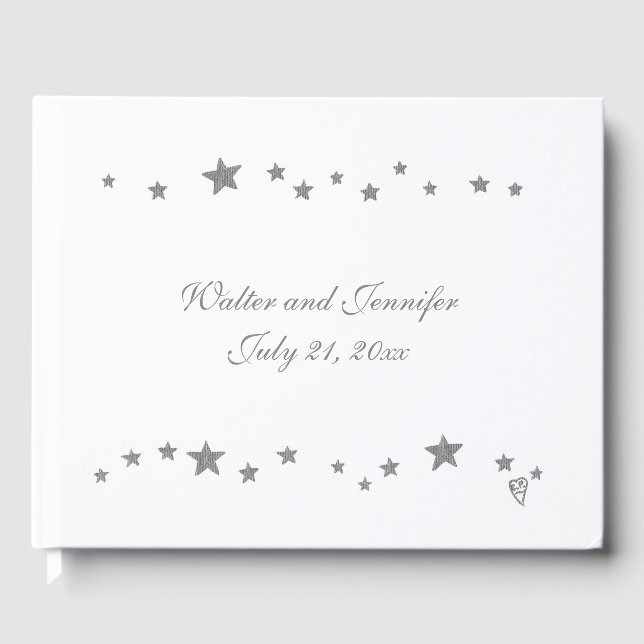 Lively Silver Stars Personalized Guest Book (Front)