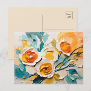 Lively Spring Flower Blossoms Oil Acrylic Postcard