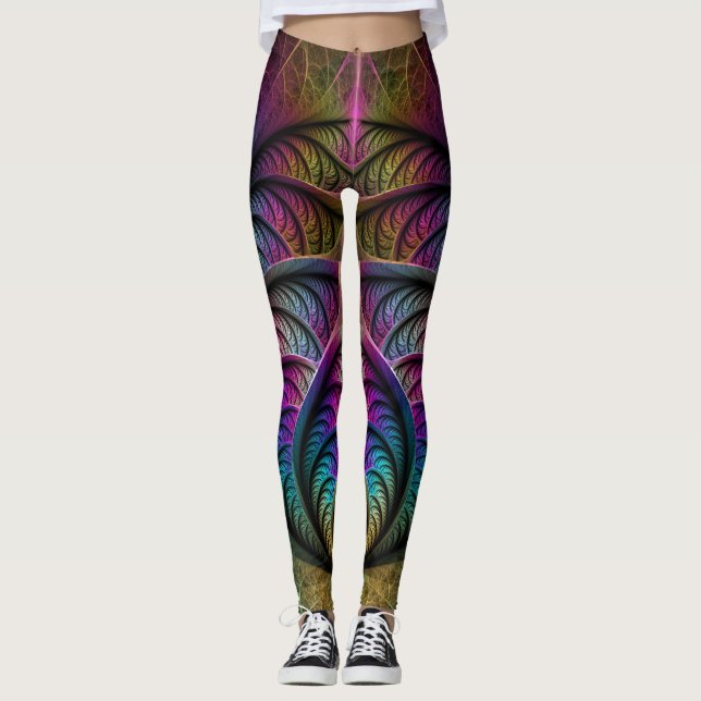 Lively Structures Colourful Abstract Fractal Art Leggings (Front)