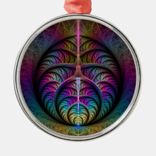Lively Structures Colourful Abstract Fractal Art Metal Ornament