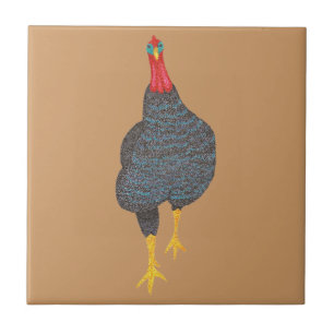 Lively Strutting Turkey in Pointillism Tile
