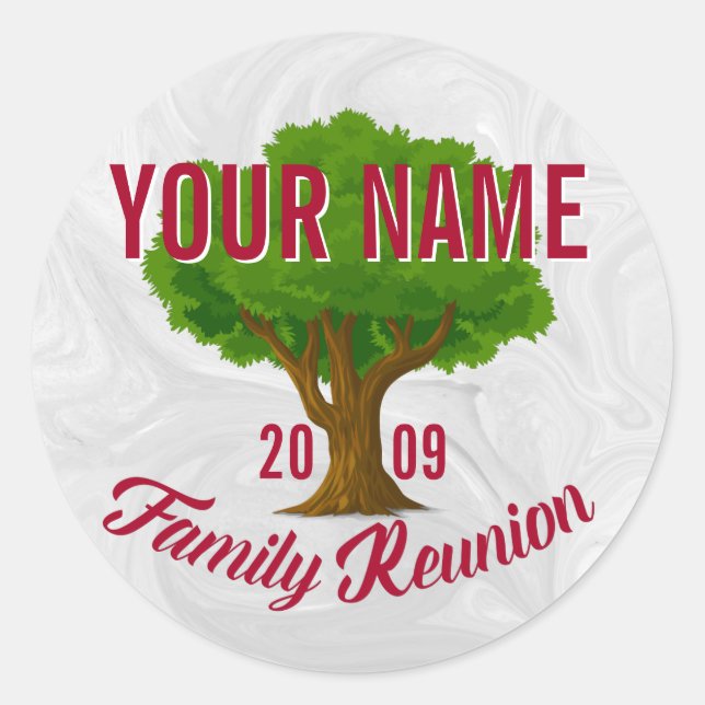 Lively Tree Personalized Family Reunion Classic Round Sticker (Front)