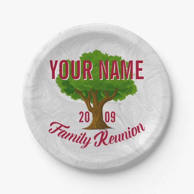 Lively Tree Personalized Family Reunion Paper Plate (Front)