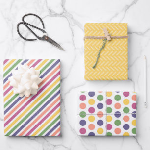 Lively Yellow, Green, Yellow, Orange, Blue Combo Wrapping Paper Sheet