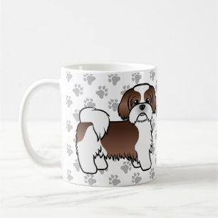 Liver And White Shih Tzu Cute Cartoon Dog Coffee Mug