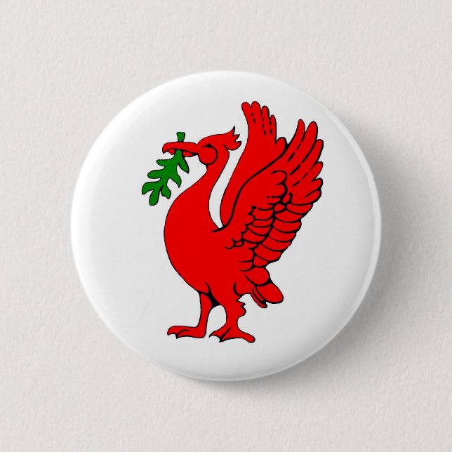 Liver bird 2 inch round button (Front)