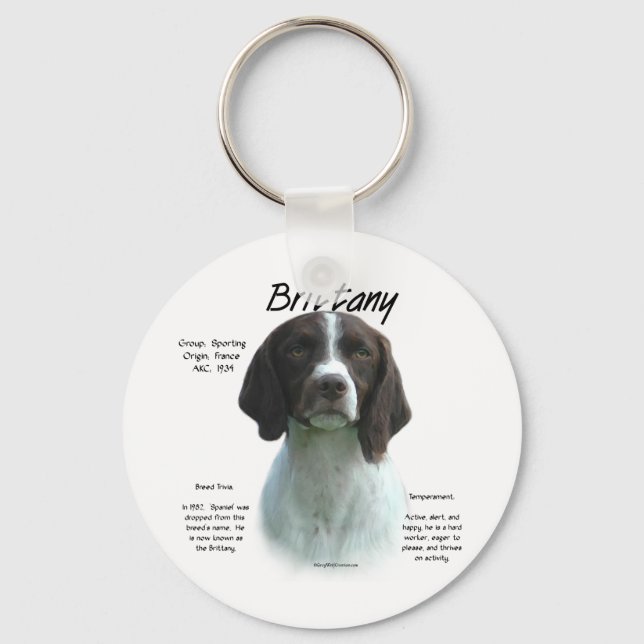 Liver Brittany Spaniel History Keychain (Front)