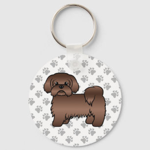 Liver Brown Shih Tzu Cute Cartoon Dog Illustration Keychain