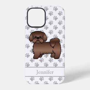 Liver Brown Shih Tzu Cute Cartoon Dog & Name iPhone 12 Pro Case