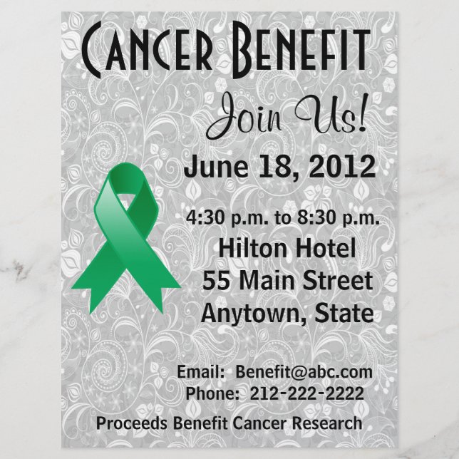 Liver Cancer Awareness Benefit Grey Floral Flyer (Front)