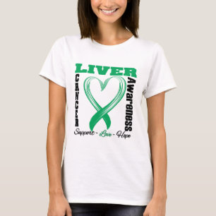 Liver Cancer Awareness Brushed Heart Ribbon T-Shirt