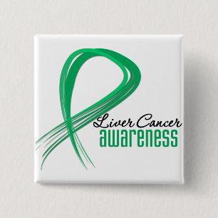 Liver Cancer Awareness Grunge Ribbon 2 Inch Square Button