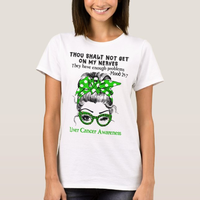 Liver Cancer Awareness Ribbon Support Gifts T-Shirt (Front)