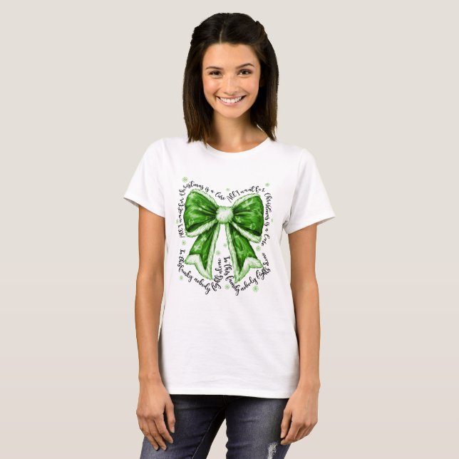 Liver Cancer Cure Christmas Bow Shirt (Front Full)