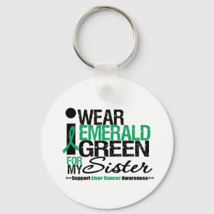 Liver Cancer Emerald Green Ribbon For My Sister Keychain