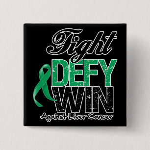 Liver Cancer Fight Defy Win 2 Inch Square Button