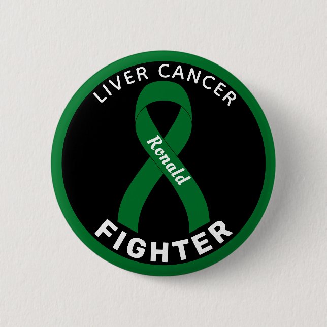 Liver Cancer Fighter Ribbon Black Button (Front)