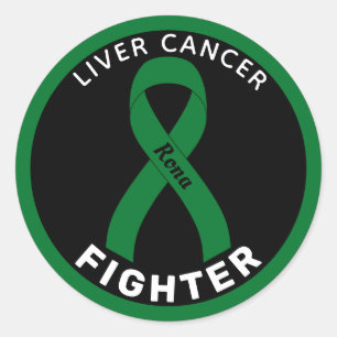 Liver Cancer Fighter Ribbon Black Round Sticker