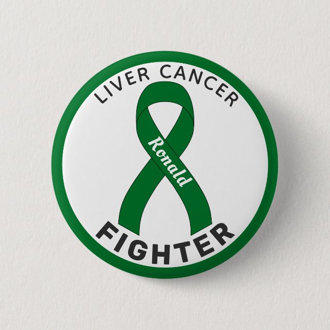 Liver Cancer Fighter Ribbon White Button (Front)