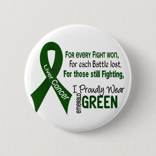 Liver Cancer I Proudly Wear Emerald Green 1 2 Inch Round Button (Front)