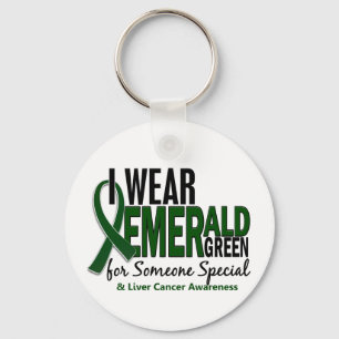 Liver Cancer I Wear E Green For Someone Special 10 Keychain