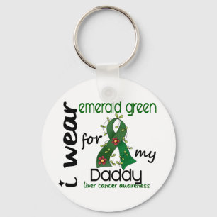 Liver Cancer I Wear Emerald Green For My Daddy 43 Keychain