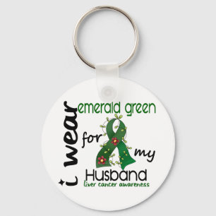 Liver Cancer I Wear Emerald Green For My Husband 4 Keychain