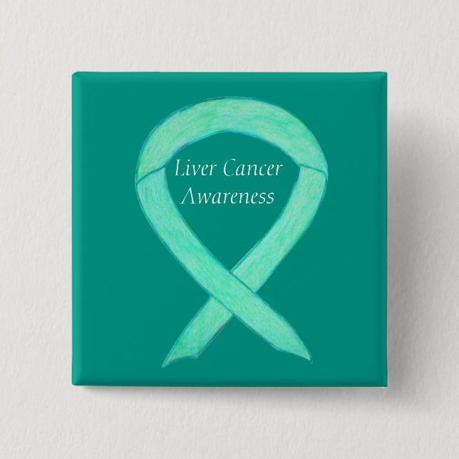 Liver Cancer Jade Awareness Ribbon Art Pin (Front)