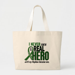 Liver Cancer NEVER KNEW A HERO 2 Nephew Large Tote Bag