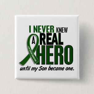 Liver Cancer NEVER KNEW A HERO 2 Son 2 Inch Square Button