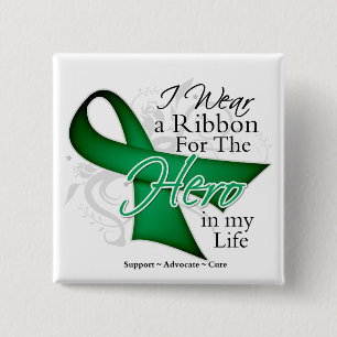 Liver Cancer Ribbon Hero in My Life 2 Inch Square Button