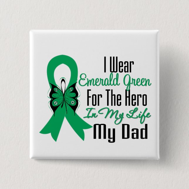 Liver Cancer Ribbon Hero My Dad 2 Inch Square Button (Front)