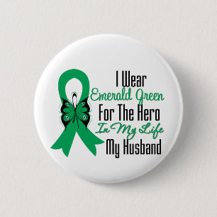 Liver Cancer Ribbon Hero My Husband 2 Inch Round Button