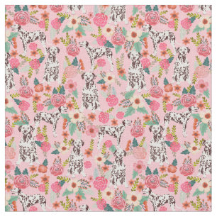 Liver Dalmatian  dog pink florals Fabric