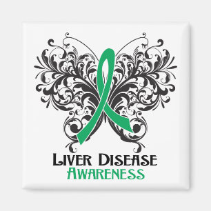 Liver Disease Awareness Butterfly Magnet