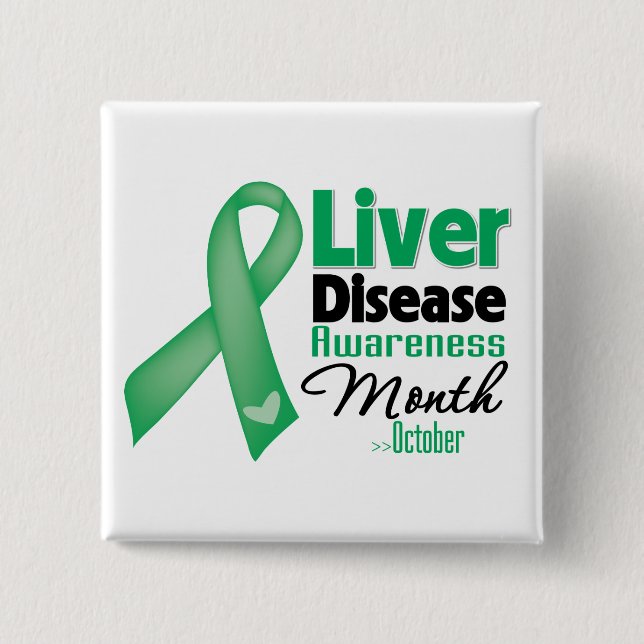 Liver Disease Awareness Month 2 Inch Square Button (Front)