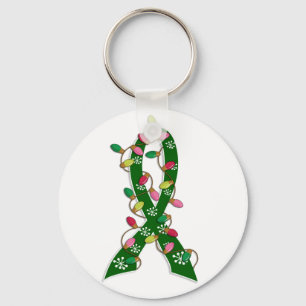 Liver Disease Christmas Lights Ribbon Keychain