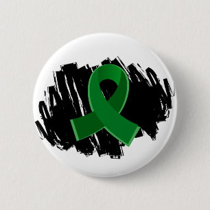 Liver Disease Emerald Green Ribbon With Scribble 2 Inch Round Button