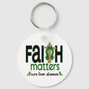 Liver Disease Faith Matters Cross 1 Keychain