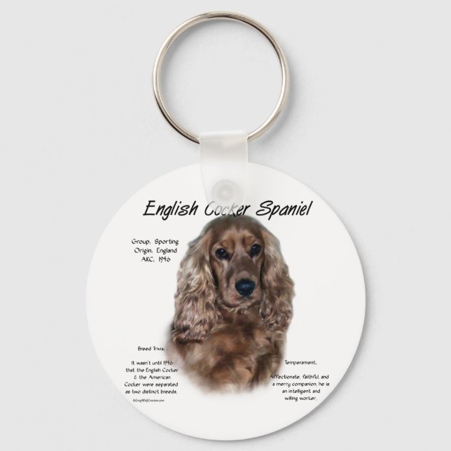 Liver English Cocker Spaniel History  Keychain (Front)