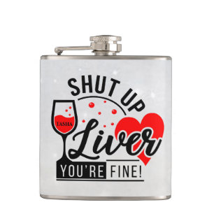 Liver Quote Personalized Hip Flask