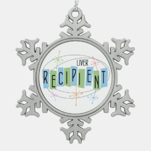 Liver Recipient Retro Style Snowflake Pewter Christmas Ornament