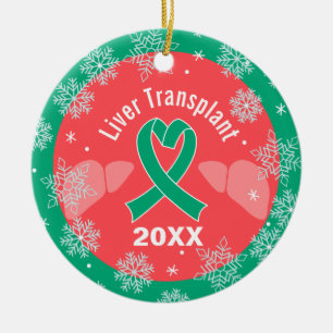 Liver Transplant Recipient Holiday Custom  Ceramic Ornament