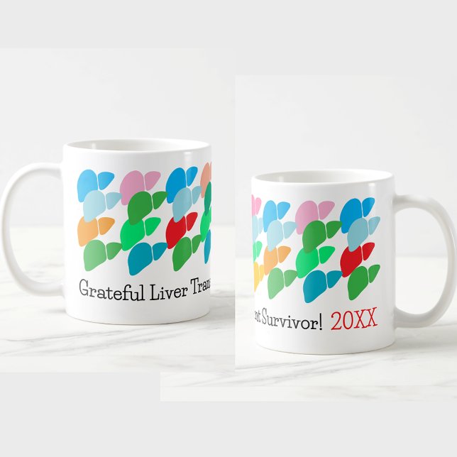 Liver Transplant Survivor Grateful Colourful Custo Coffee Mug (Left and right views.)
