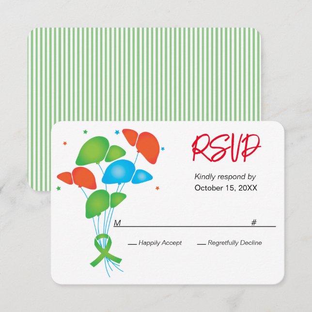 Liver-versary Balloons Customizable Party RSVP Card (Front/Back)