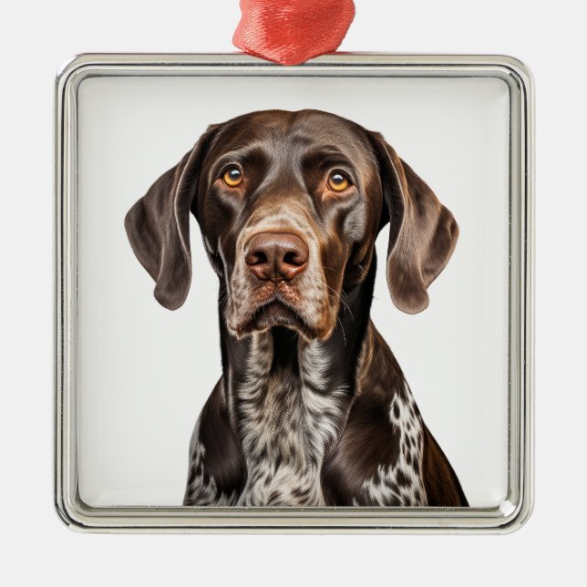 LIVER & WHITE GERMAN SHORTHAIRED POINTER DOG METAL ORNAMENT (Front)