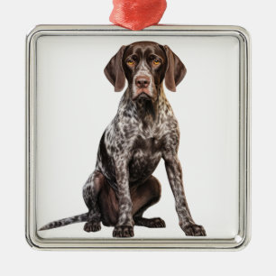 LIVER & WHITE GERMAN SHORTHAIRED POINTER DOG METAL ORNAMENT